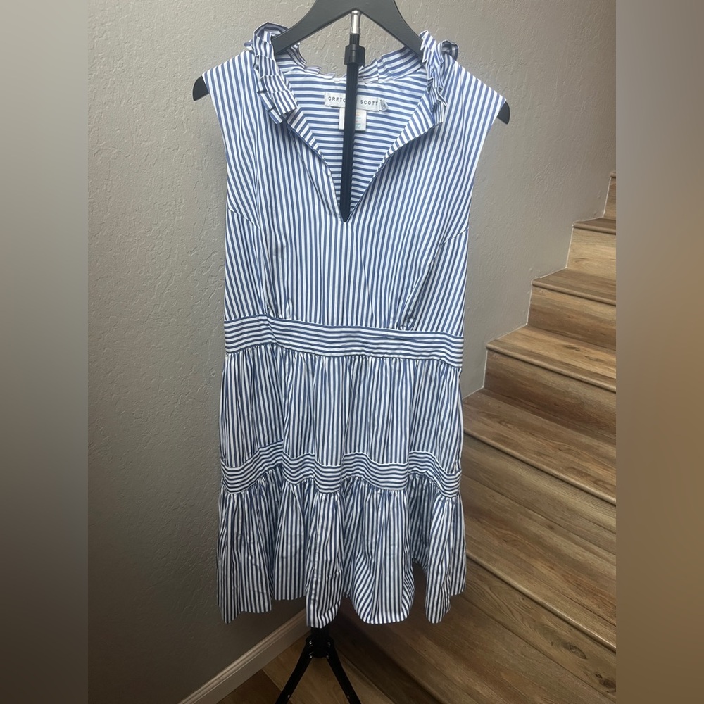 Gretchen Scott Designs Blue and White striped Dress